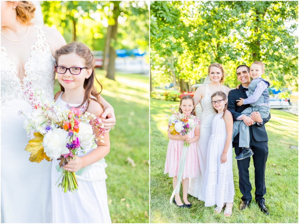 flower girls and ring bearer portraits outdoors, lake heritage