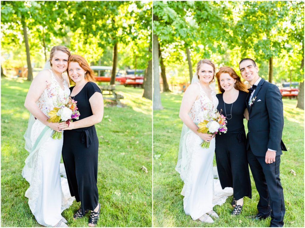 photographer with bride and groom, abi harte posing in pictures with bride and groom 