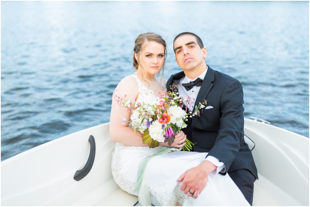 california wedding photographer, abi harte photography, lake bride and groom boat picture