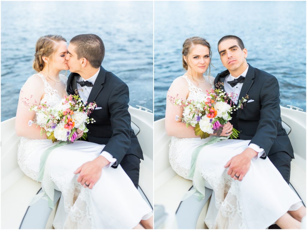 wedding boat pictures, bride and groom, loca flora, pa photographer and florist
