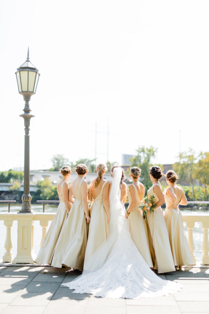golden silk bridesmaid dresses