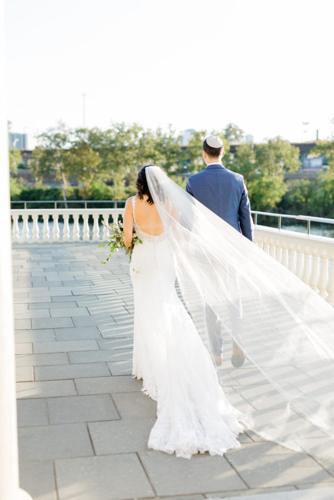 bride and groom walking