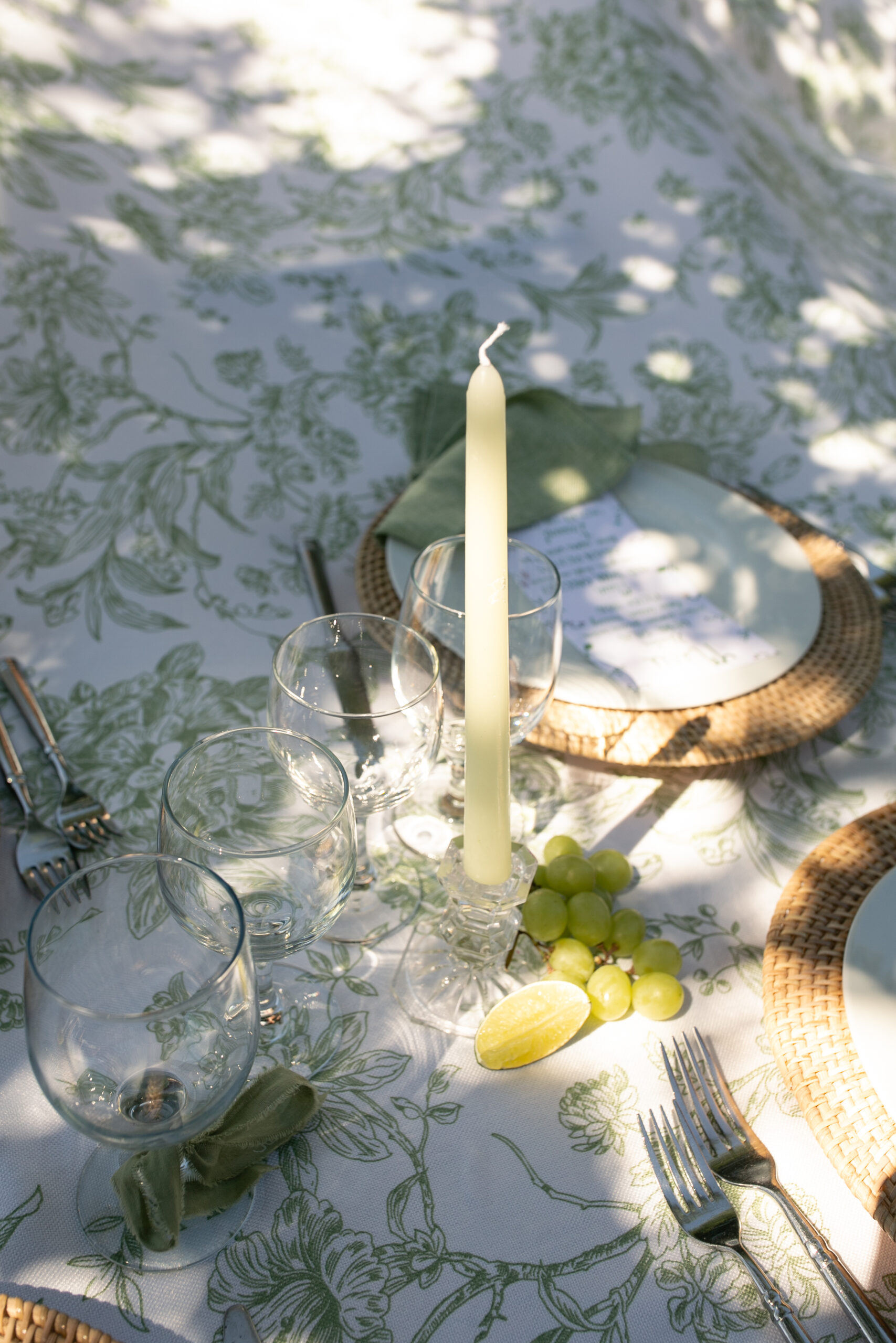 sage green wedding details with grapes