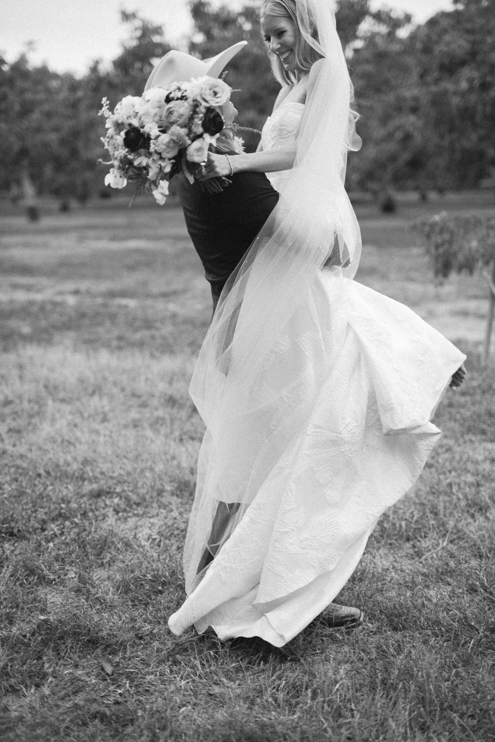 Black & White couple spinning portrait
